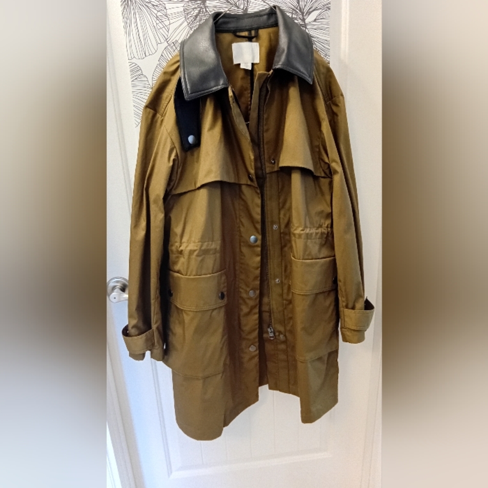 H&M Brown Trench Coat with Black Collar